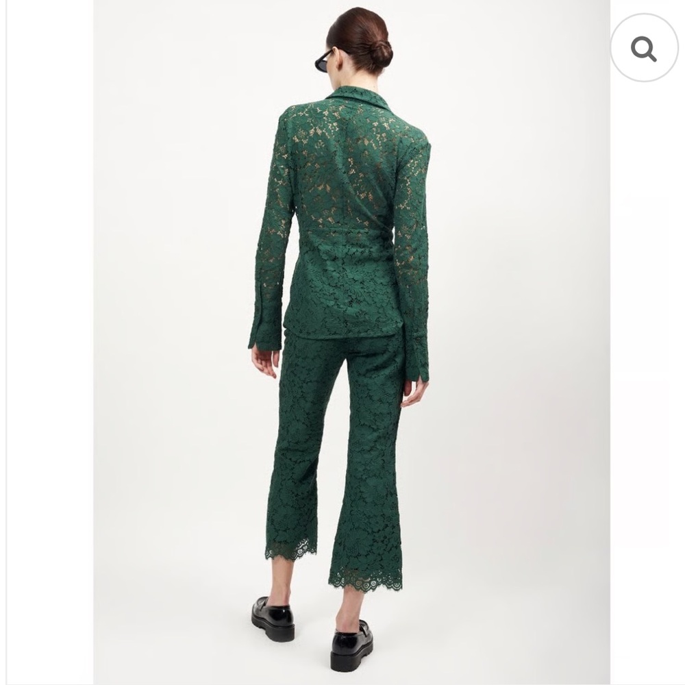 Equipment Dark Green Lace Cropped Pants - Picture 2 of 8